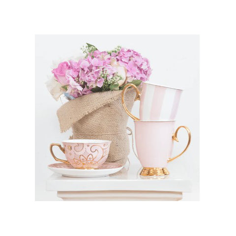 Blush Stripe & Blush Mug Set of 2