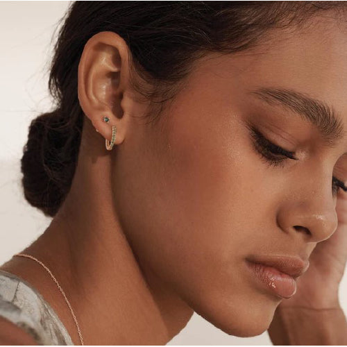 Green Quartz 3mm Rose Gold Studs