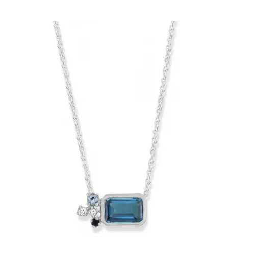 9ct Blue Topaz Diamond Pendant