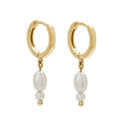 Double hanging pearl earrings