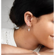 Double hanging pearl earrings