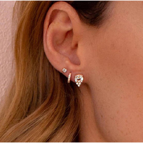 White topaz single hoop earring