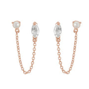 White topaz & pearl earrings