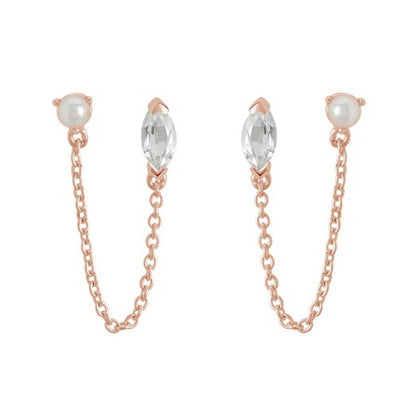 White topaz & pearl earrings