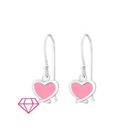 Sterling silver pink enamel earrings