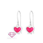 Sterling silver pink enamel earrings