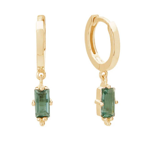 Hanging Huggie Earring Green Quartz
