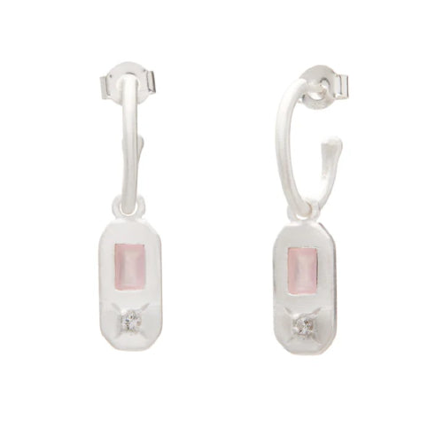 Rose Quartz & White Topaz Earring