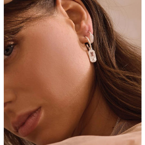 Rose Quartz & White Topaz Earring