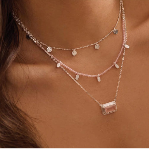 Rose Quartz Pendant  & Topaz Necklace