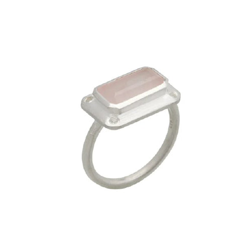 Rose Quartz Ring w/White Topaz SS Size 7