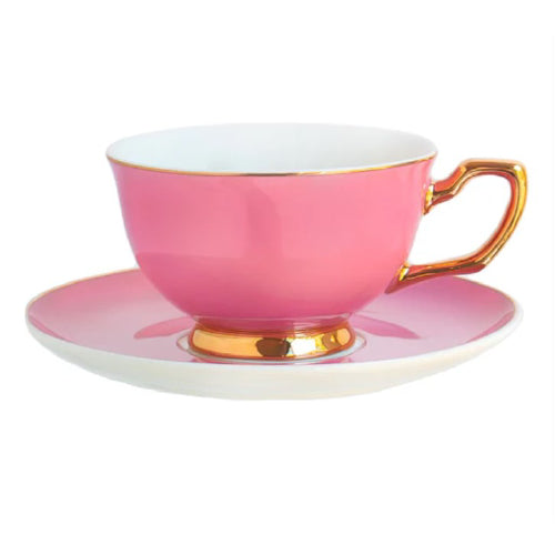Candy pink teacup & saucer