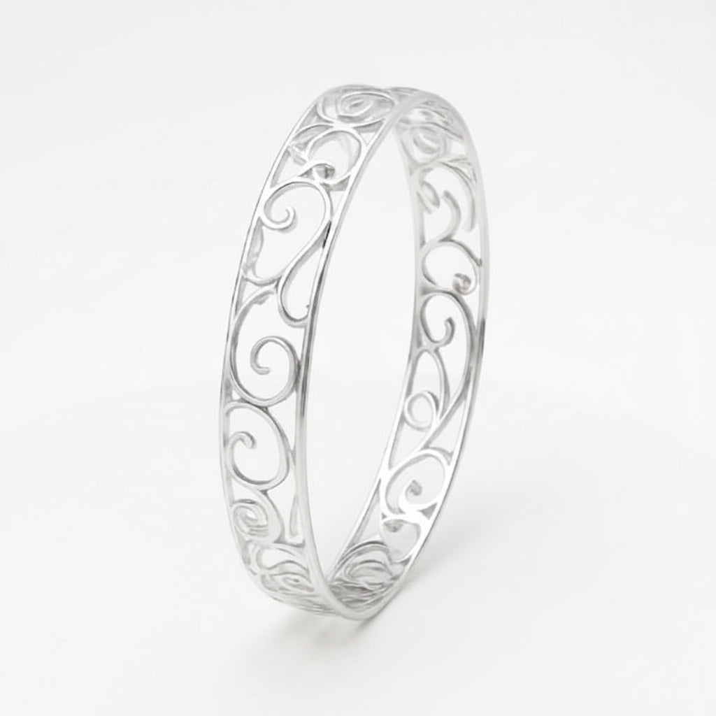 Sterling silver 60mm filligree bangle