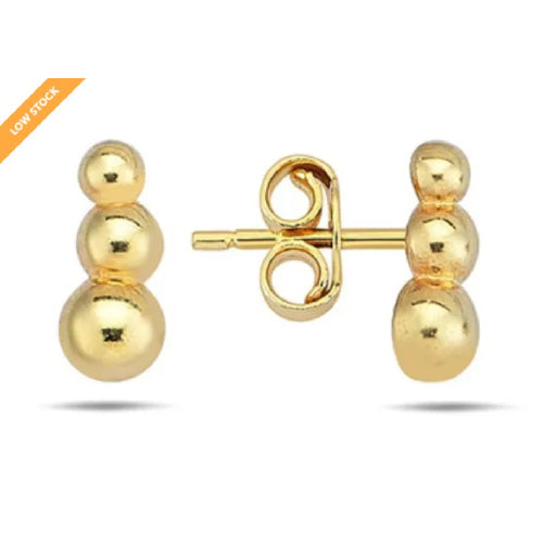 9ct 3 Bead Bar Studs
