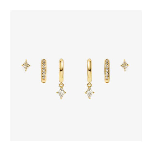 Amber Gold Stacker Earring Set