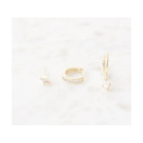 Amber Gold Stacker Earring Set