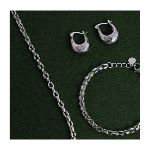 Kuba Brushed Silver Earrings