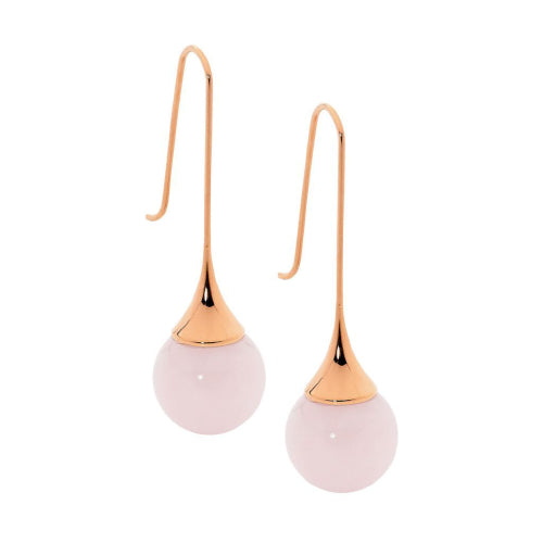 Stainless Steel Rose Quartz earrings. Rose