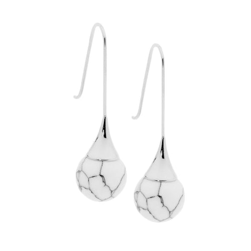 Steel & Howlite long ball earrings