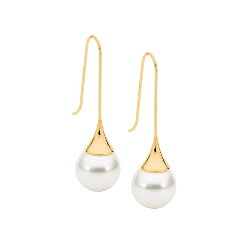 Shell pearl drop earrings