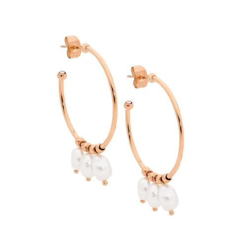 Stainless steel & pearl earrings