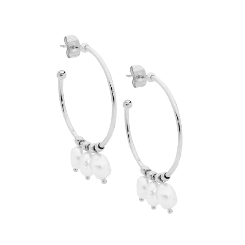 Stainless steel & pearl earring