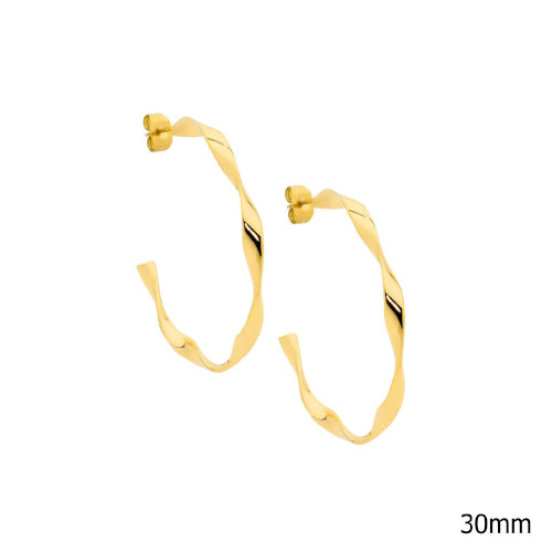 Steel gold plated twist hoops