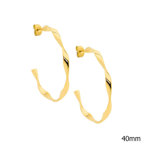 Steel gold plated twist hoops