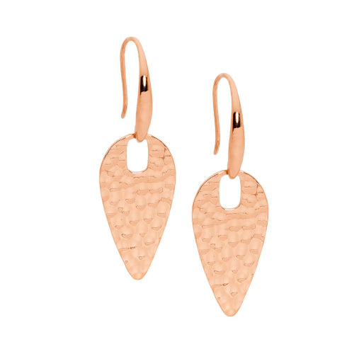 Steel hammered gold earrings