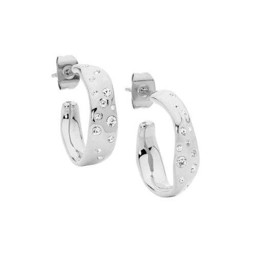 Steel 20mm Crystal Hoops