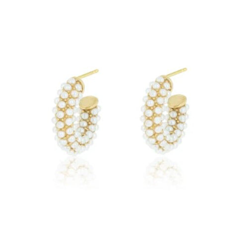 Oozoo Gold Erarrings With Small Pearls
