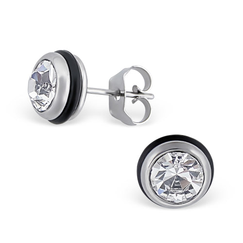 CZ steel earrings
