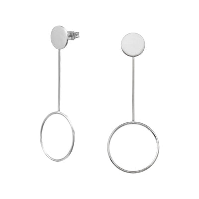 Stainless Steel open circle drop earrings. Steel