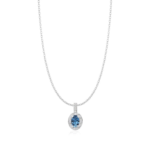 9ct white gold Diamond & Topaz Pendant