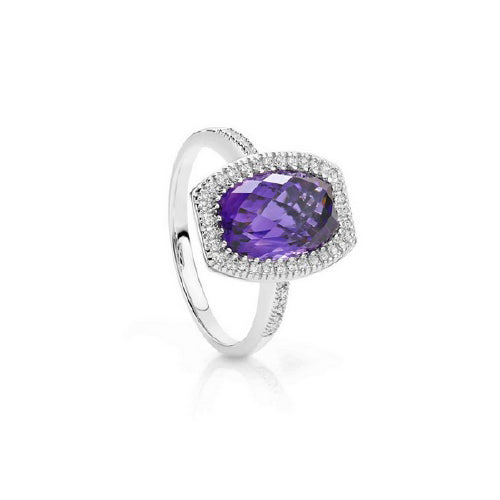 9ct Amethst & Diamond Ring