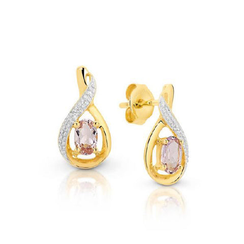 9ct Morganite & Diamond earrings