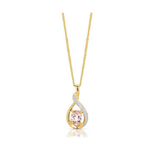 9ct gold Morganite & Diamond Pendant