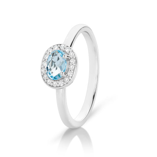 Sterling silver Topaz & CZ ring