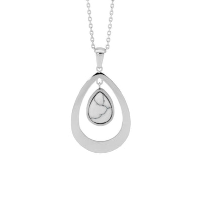 Steel open tear drop necklace. Steel