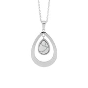 Steel open tear drop necklace. Steel