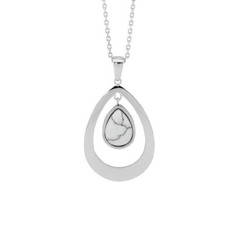 Steel open tear drop necklace. Steel