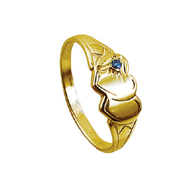 9ct double heart signet ring