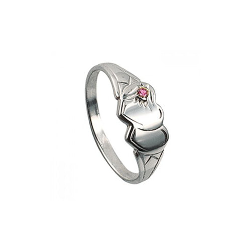 October Double Heart Signet Ring