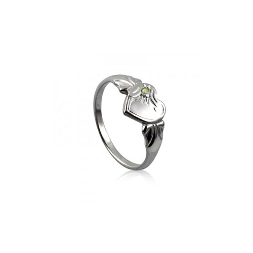 Engraved August Birthstone Signet Ring