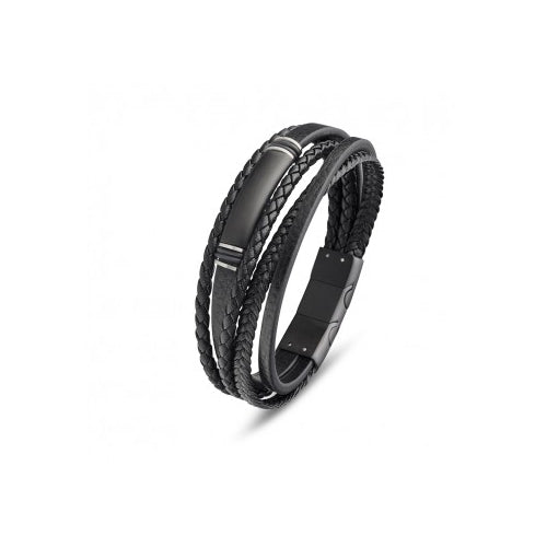 Steel & Leather gents bracelet
