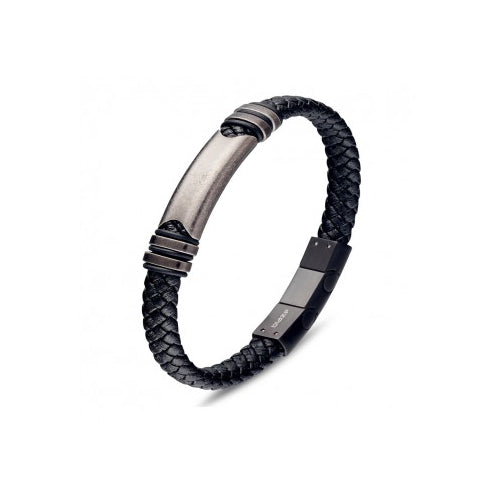 Stainless steel leather bracelet