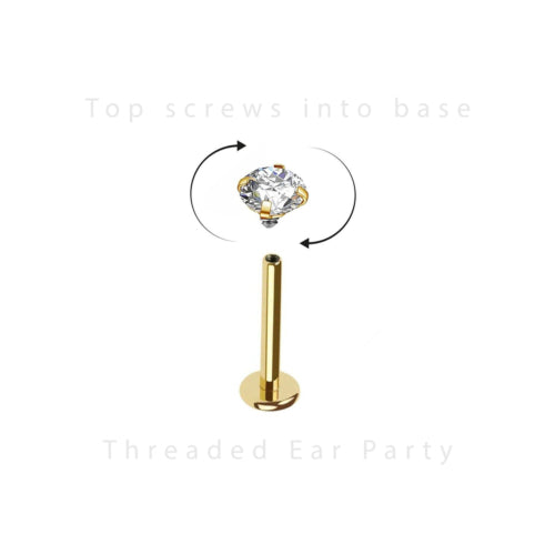Single Flat Back Screw In CZ Pearl
