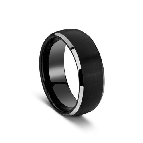 Tungsten Brusheed Black Gents Ring