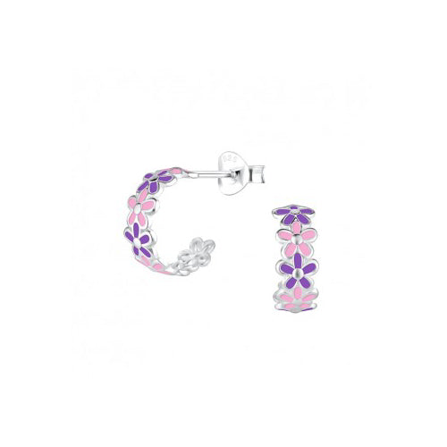 SS Purple flower Hoops