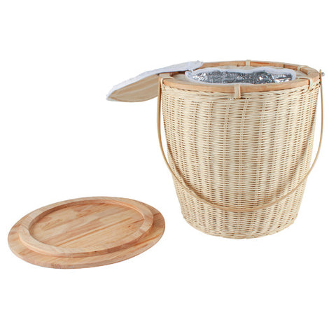 Rattan insulated picnic basket
